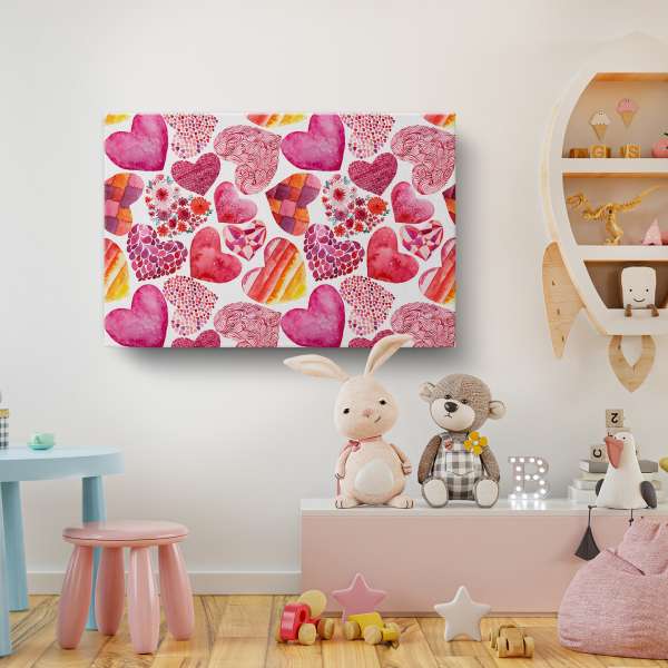 Růžový vzor srdce - akvarel