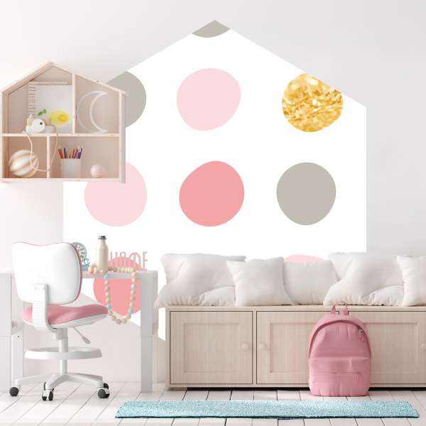 Pastelové a zlaté puntíky