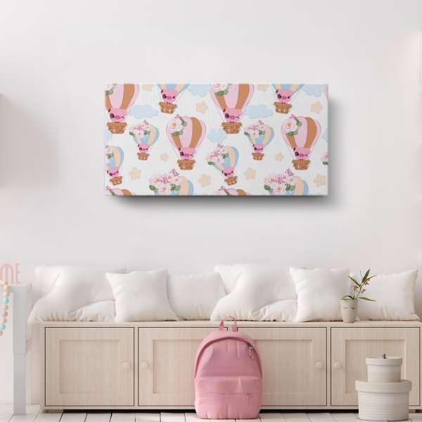 Roztomilé selátko v horkovzdušném balónu - ilustrace