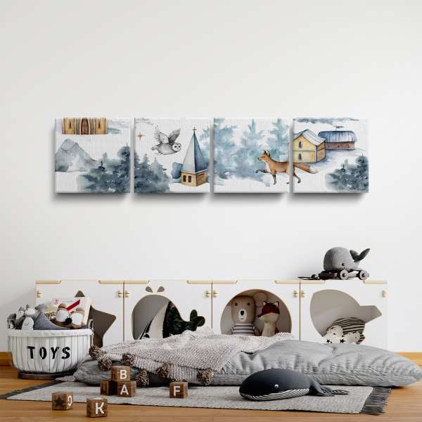 Zimní krajina - akvarel