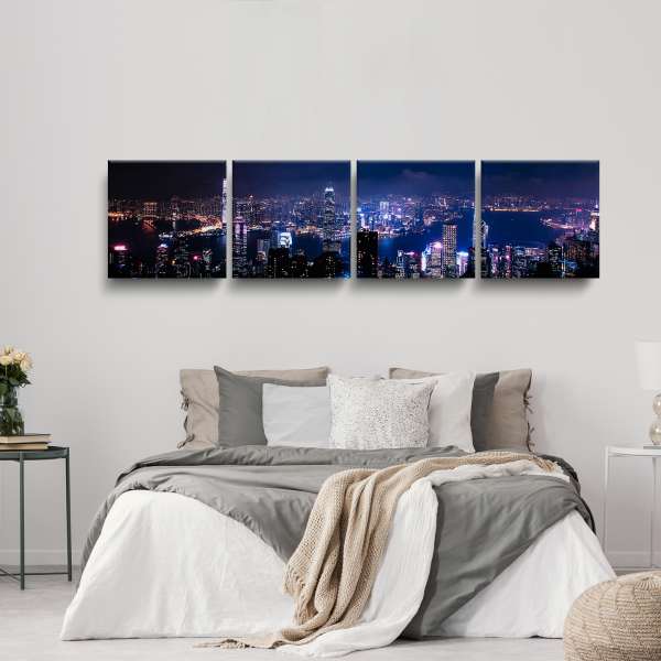 Noční pohled na Hong Kong v Číně