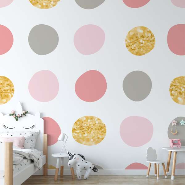 Pastelové a zlaté puntíky