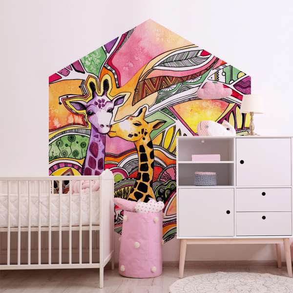 Žirafy, grafické pozadí - akvarel