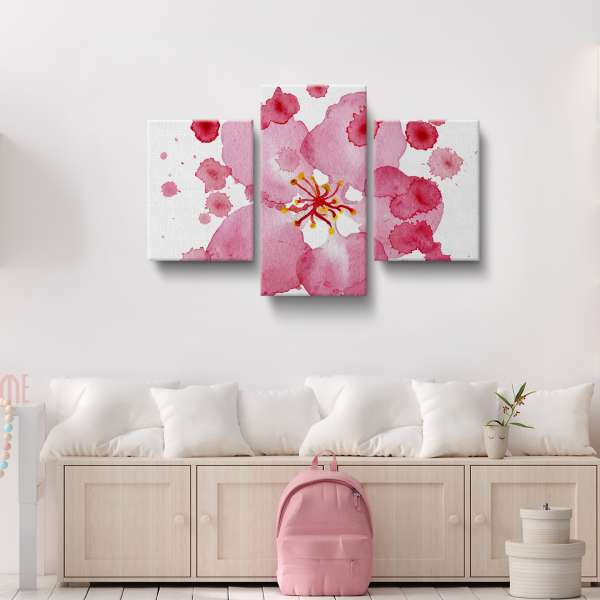 Růžové květy jabloně - akvarel