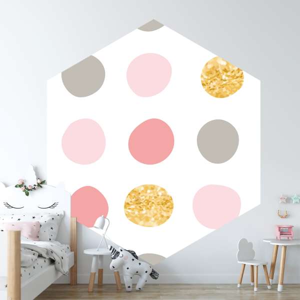 Pastelové a zlaté puntíky