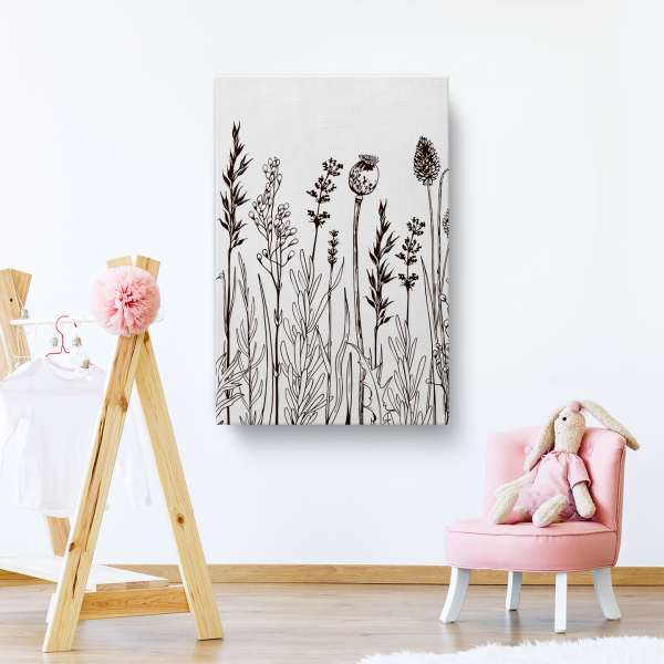 Divoké byliny - černobílá ilustrace