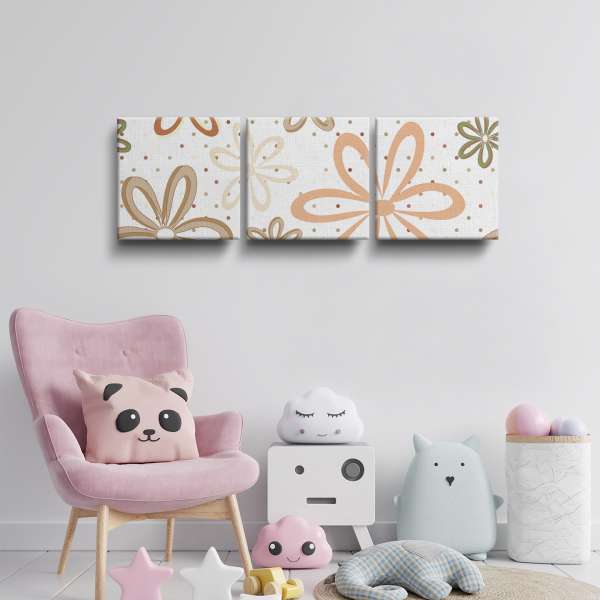 Grafické květiny - béžový vzor