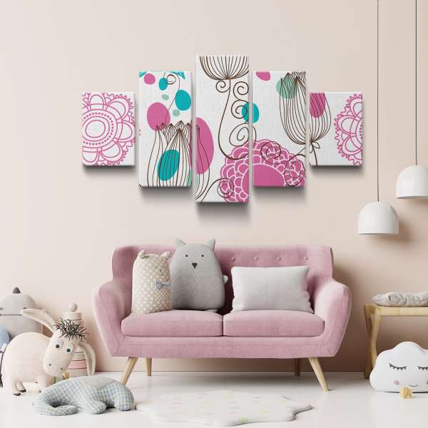 Růžový a modrý květinový vzor