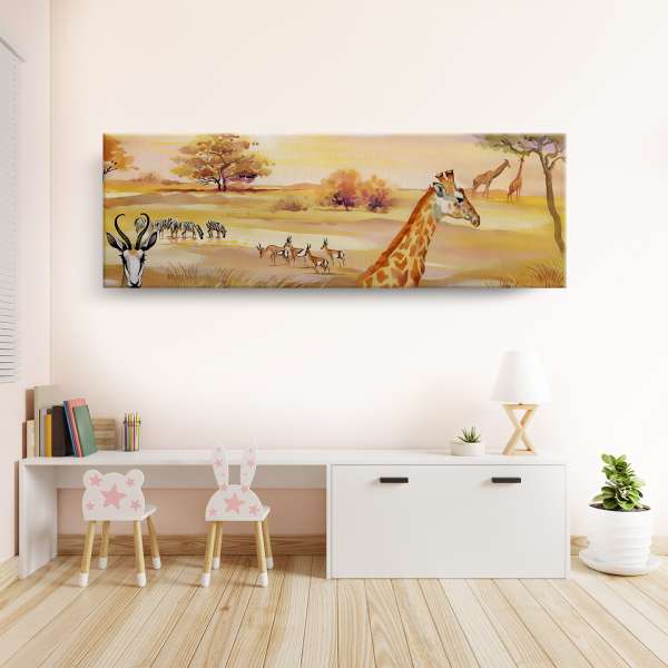 Poušť se zvířaty - akvarel