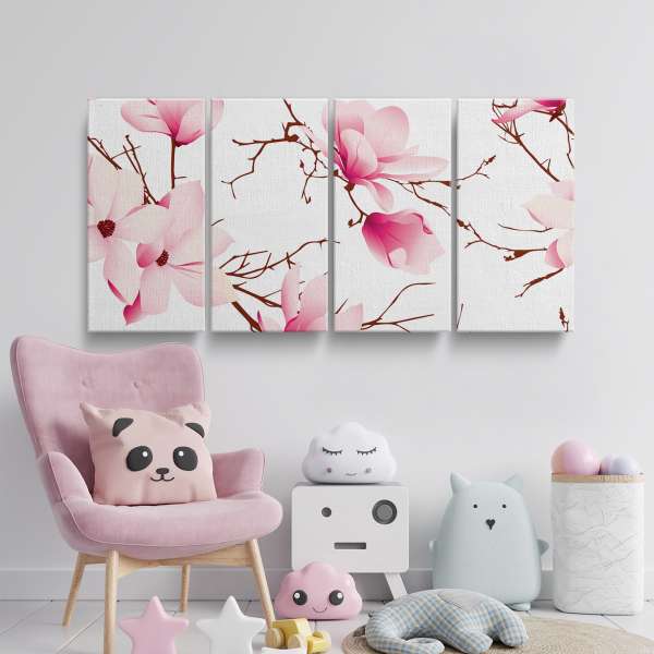 Něžné květy magnolie - ilustrace