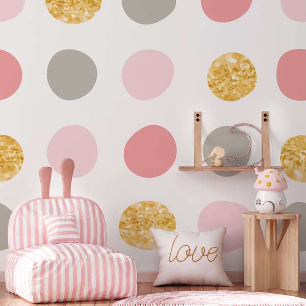 Pastelové a zlaté puntíky