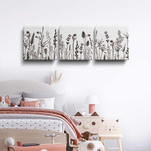 Divoké byliny - černobílá ilustrace