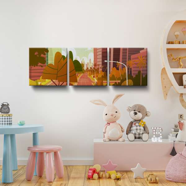 Ulice města s mrakodrapy - ilustrace