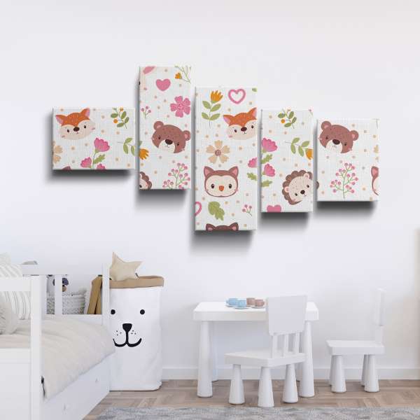 Roztomilá zvířátka a květiny - vzor