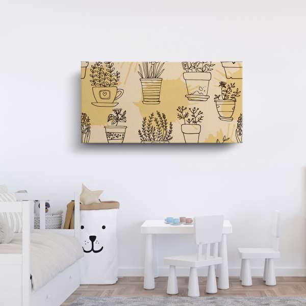 Rostliny v květináčích - oranžový vzor