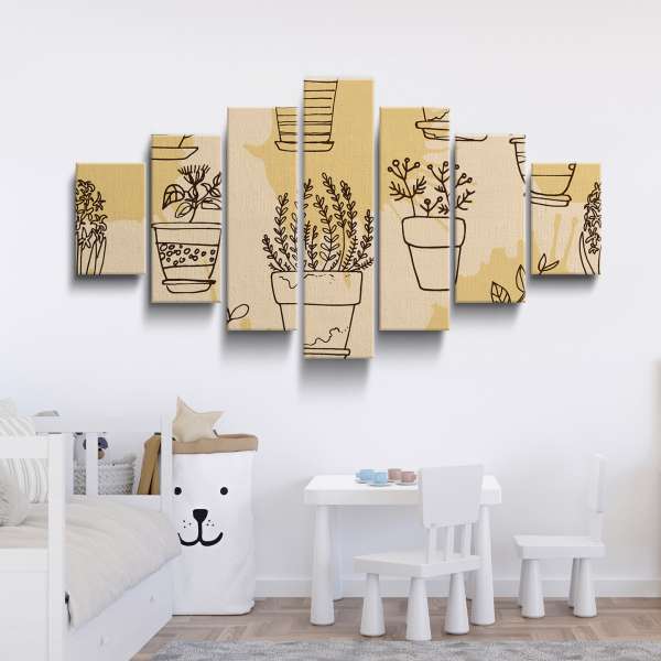 Rostliny v květináčích - oranžový vzor