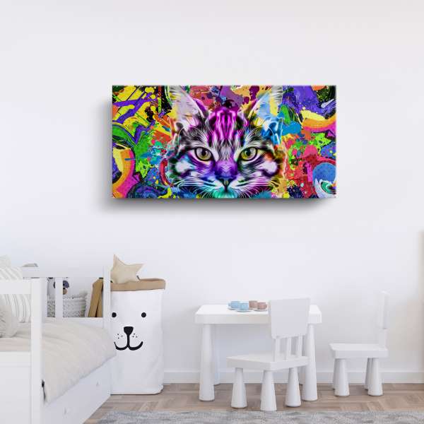 Barevná kočka - abstraktní ilustrace