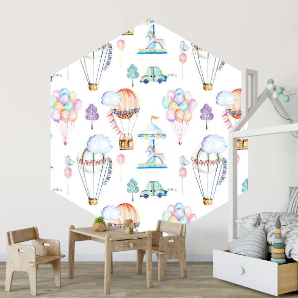 Barevné horkovzdušné balóny - akvarel