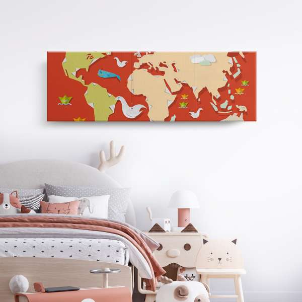 Dětská mapa světa - papírová ilustrace