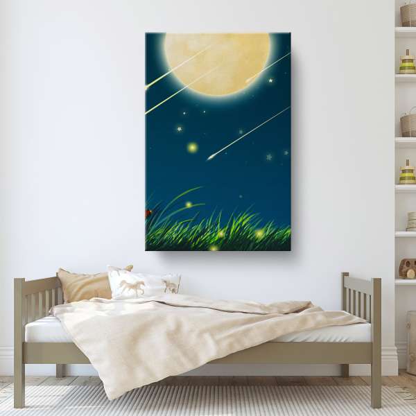 Noc padajících hvězd s úplňkem - ilustrace