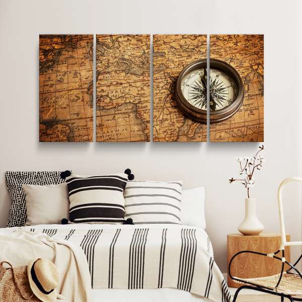 Mapa světa s kompasem