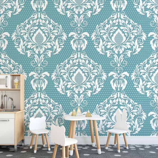 Puntíčkový tyrkysový barokní sen