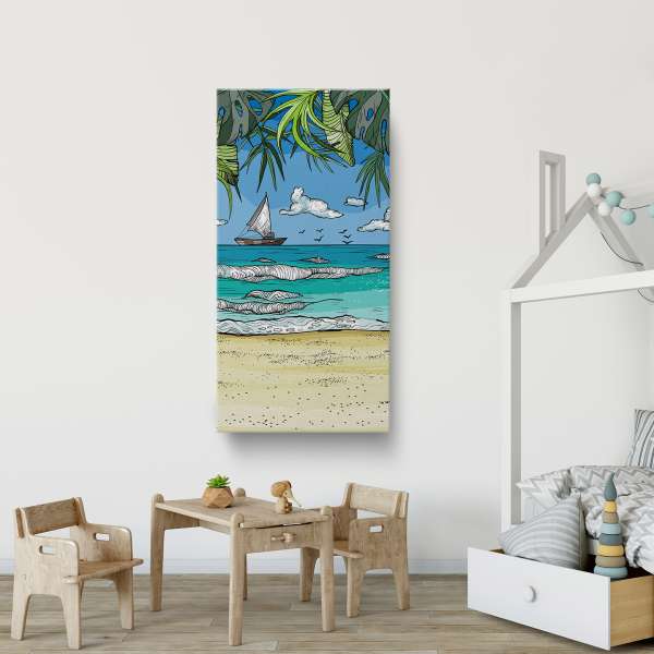 Tropická pláž - ilustrace